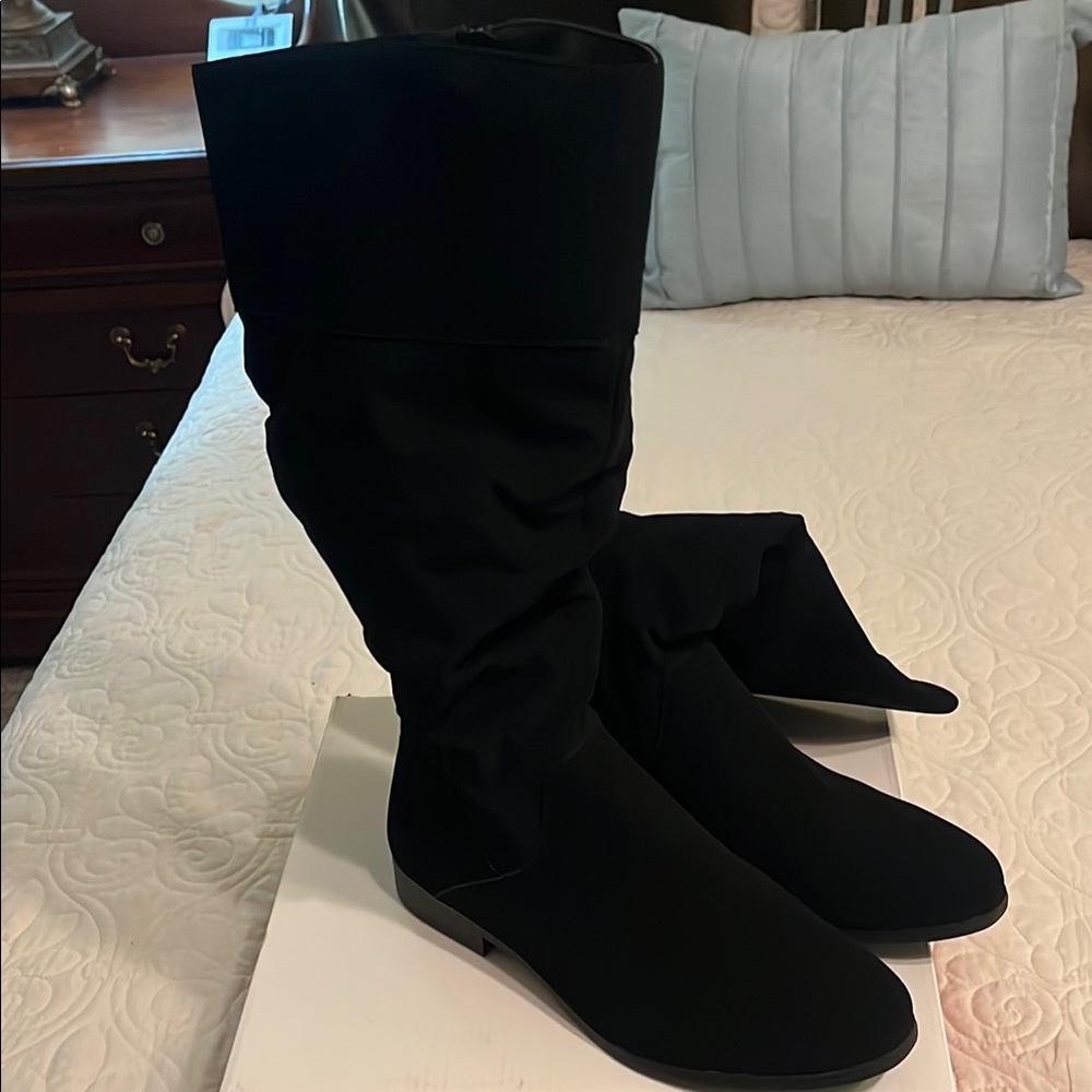 Style & Co. Black Heeled Boots with Slouchy Design and Comfortable Fit